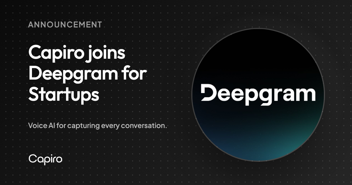 Capiro Joins Deepgram for Startups